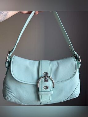 Authentic Coach Mint Green SoHo Y2K Shoulder Bag with Silver Hardware